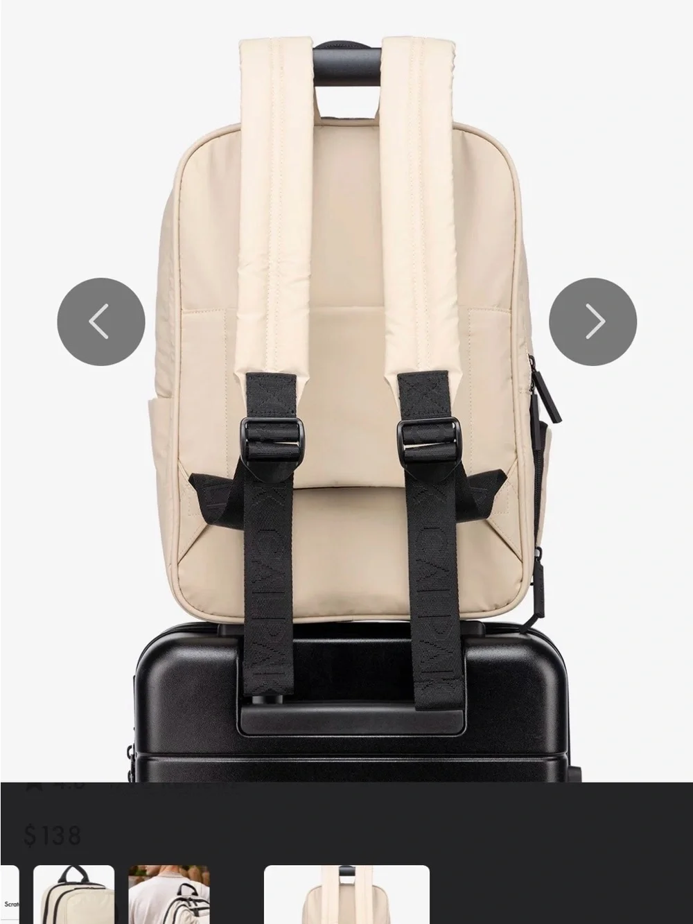 Luka 15 inch Laptop Backpack in Oatmeal Travel Bag